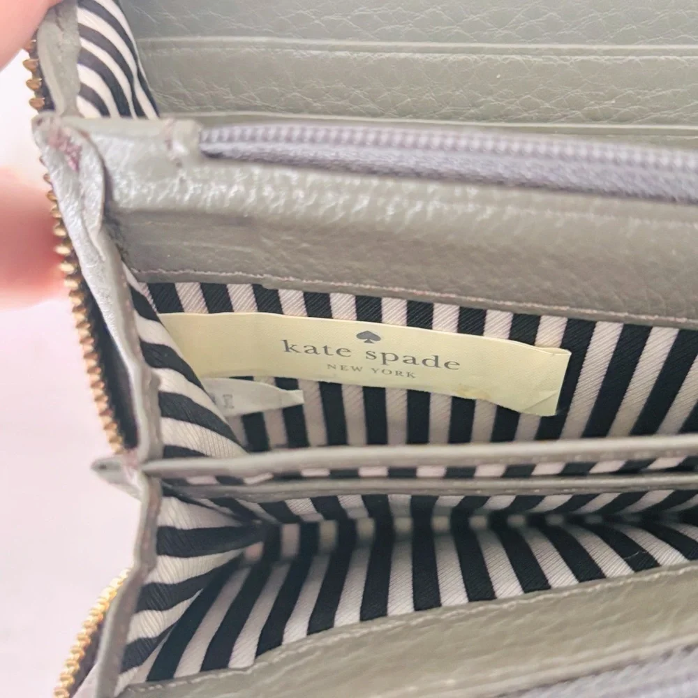Kate Spade Women’s Dark Gray Pebbled Leather Zip Around‎ Wallet